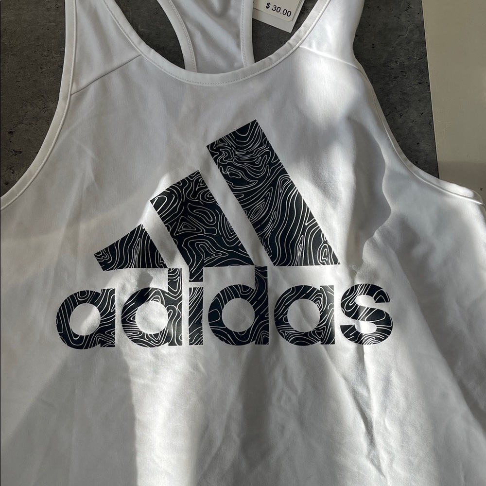 Adidas Primegreen White Tank Top with Black Accents